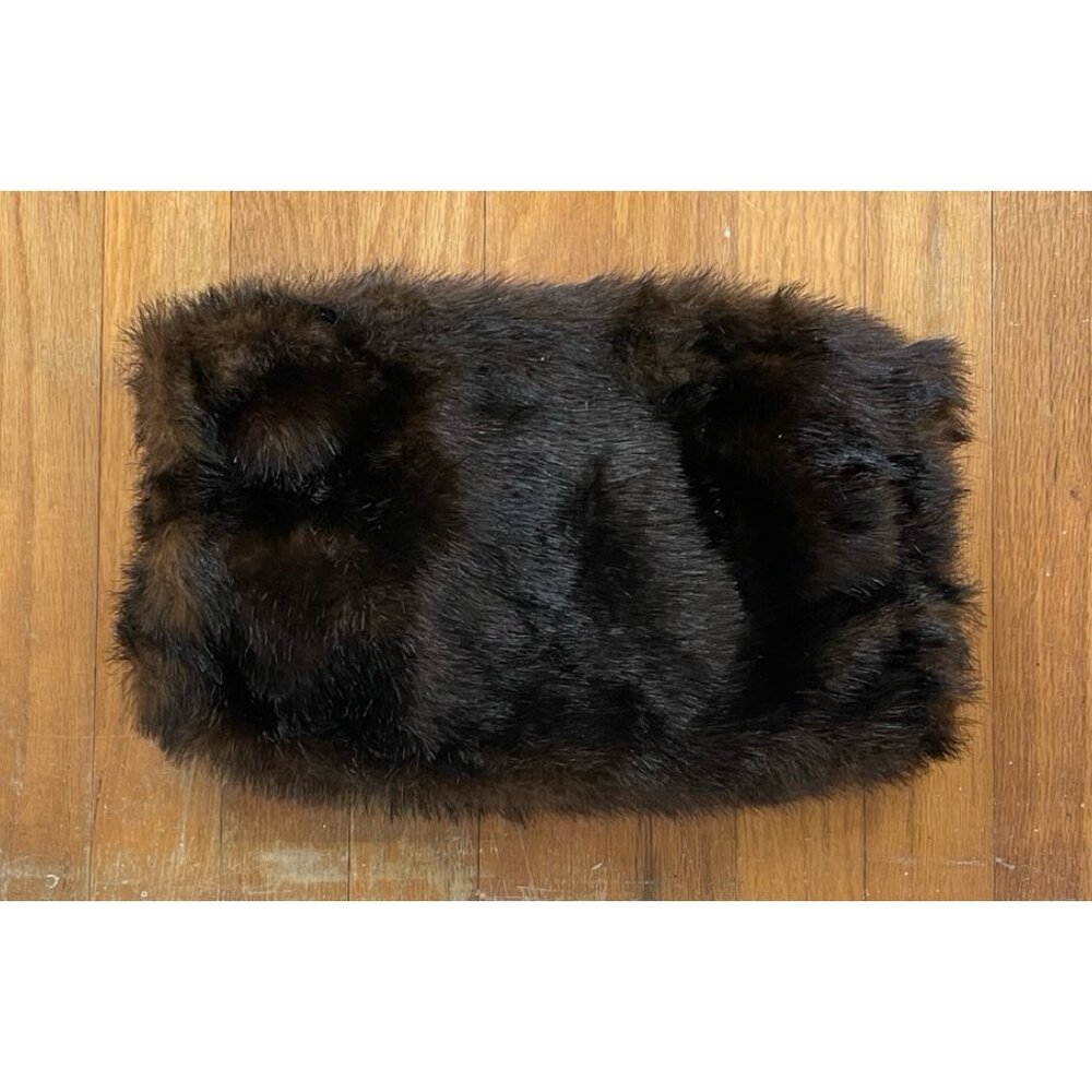 Vintage Fur Muff Winter Hand Warmer 1990s Brown Faux Fur Winter Accessory Women